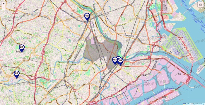 神奈川県のエクセルシオールカフェの店舗地図