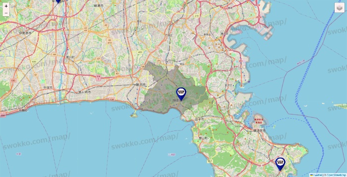 神奈川県のエクセルシオールカフェの店舗地図