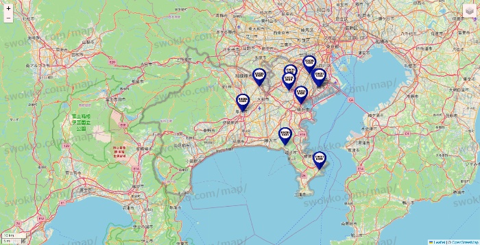 神奈川県のエクセルシオールカフェの店舗地図
