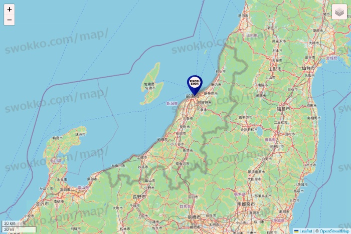 新潟県のエクセルシオールカフェの店舗地図