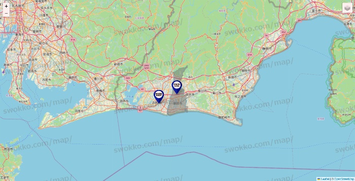 静岡県のエクセルシオールカフェの店舗地図