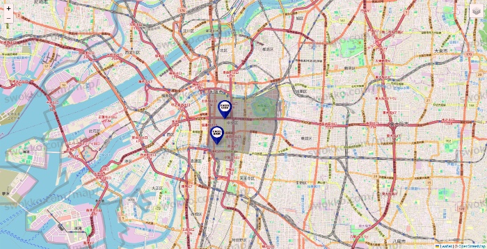 大阪府のエクセルシオールカフェの店舗地図