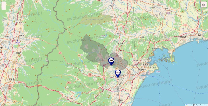 宮城県のエクセルシオールカフェの店舗地図