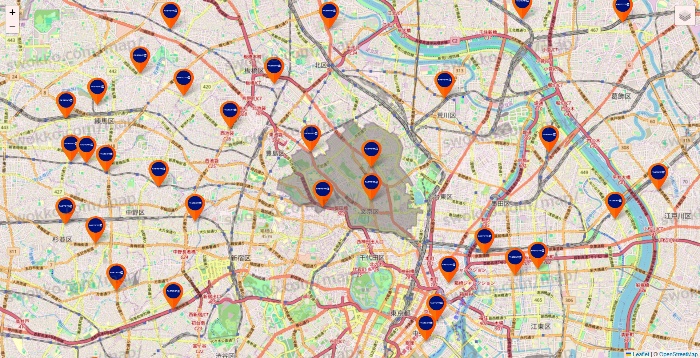 東京都のFASTGYM24の店舗地図