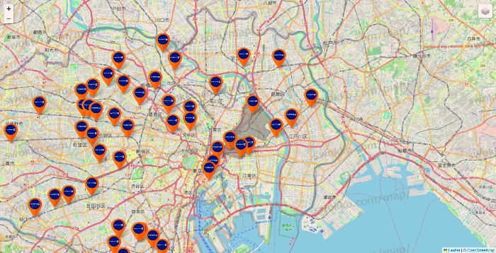 東京都のFASTGYM24の店舗地図