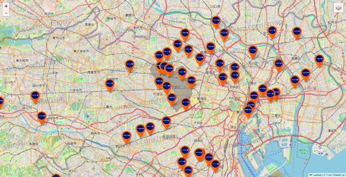 東京都のFASTGYM24の店舗地図