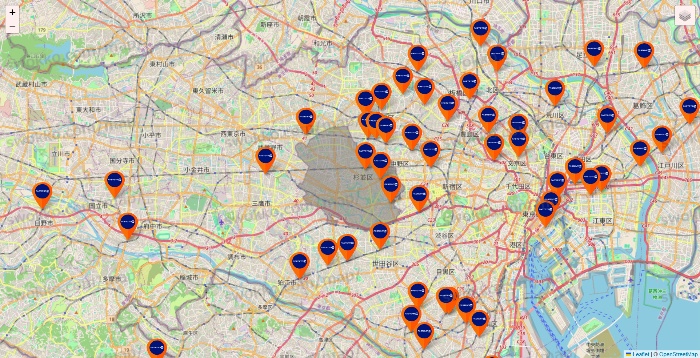 東京都のFASTGYM24の店舗地図