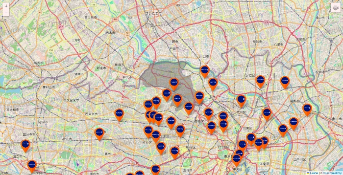 東京都のFASTGYM24の店舗地図