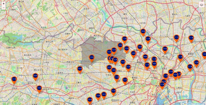 東京都のFASTGYM24の店舗地図