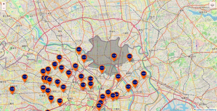 東京都のFASTGYM24の店舗地図