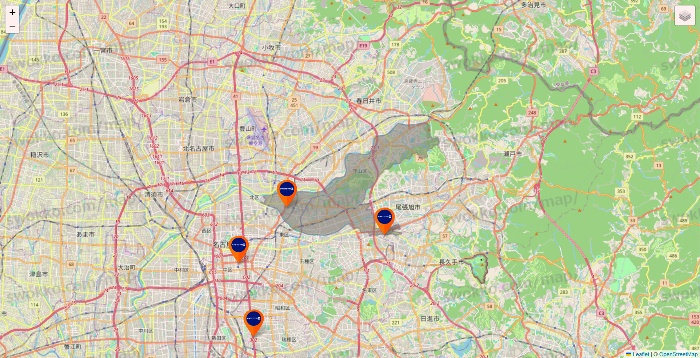愛知県のFASTGYM24の店舗地図