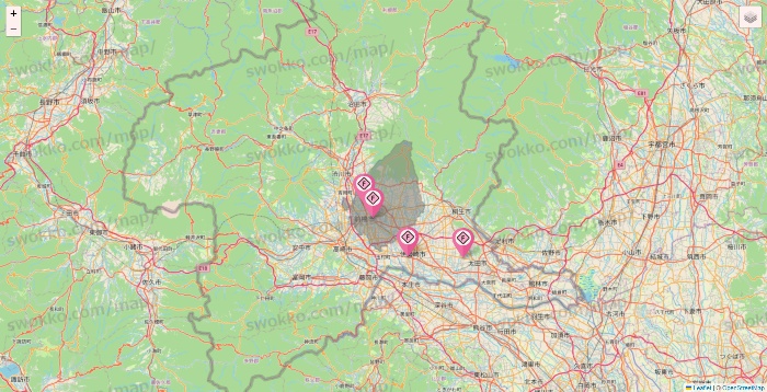群馬県のFIT365の店舗地図