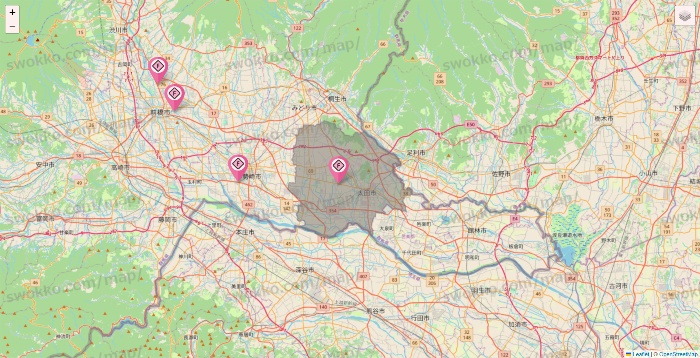 群馬県のFIT365の店舗地図