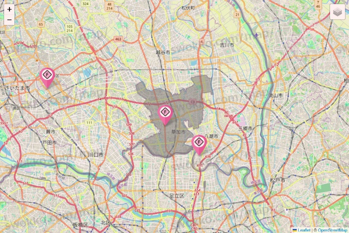 埼玉県のFIT365の店舗地図
