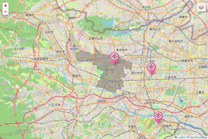 東京都のFIT365の店舗地図