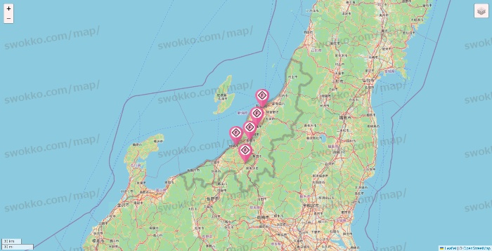 新潟県のFIT365の店舗地図