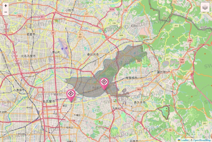 愛知県のFIT365の店舗地図