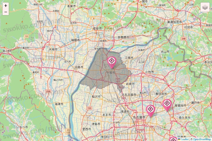 愛知県のFIT365の店舗地図