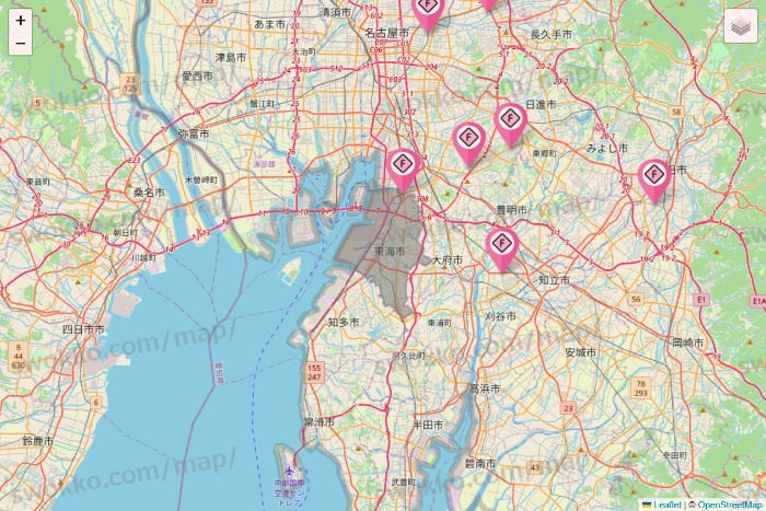 愛知県のFIT365の店舗地図