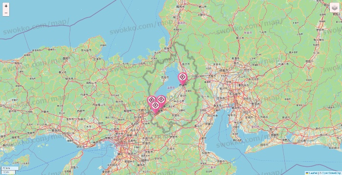 滋賀県のFIT365の店舗地図
