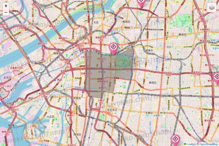 大阪府のFIT365の店舗地図