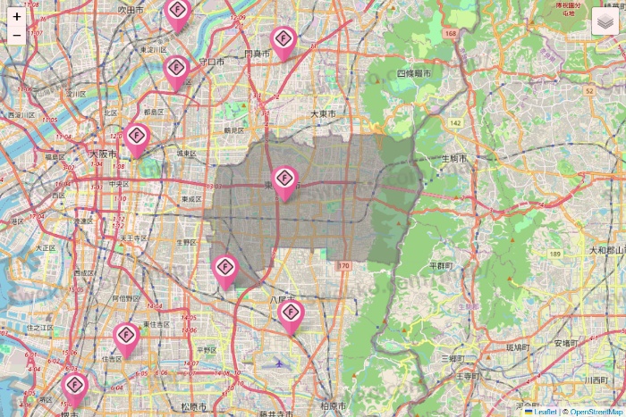 大阪府のFIT365の店舗地図