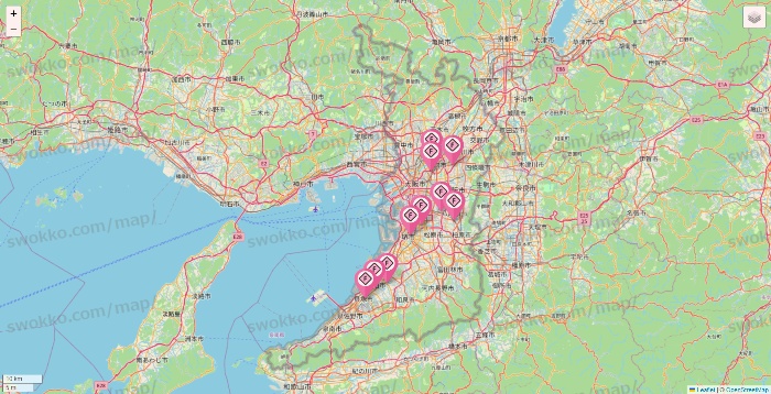 大阪府のFIT365の店舗地図