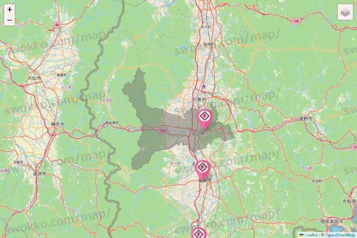 岩手県のFIT365の店舗地図