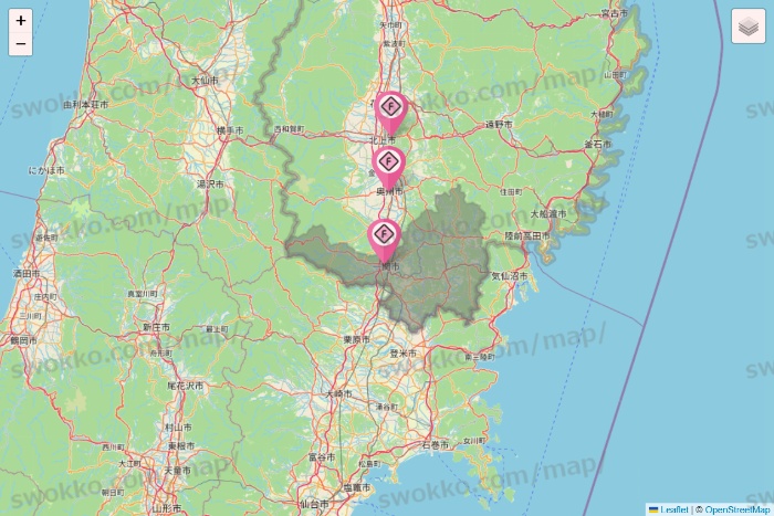 岩手県のFIT365の店舗地図