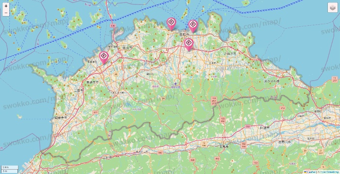 香川県のFIT365の店舗地図