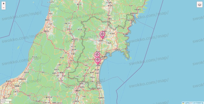 宮城県のFIT365の店舗地図