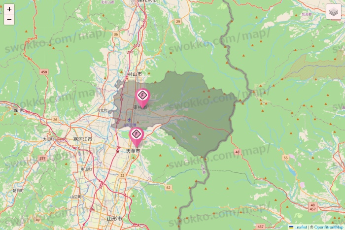 山形県のFIT365の店舗地図