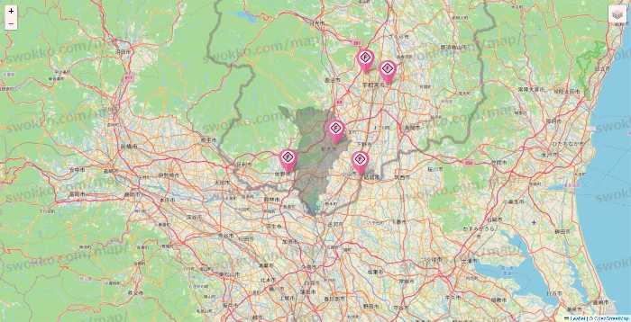 栃木県のFIT365の店舗地図