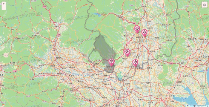 栃木県のFIT365の店舗地図