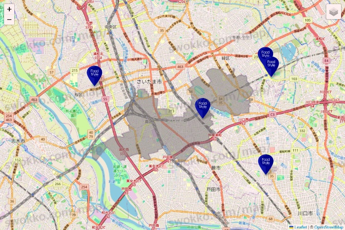 埼玉県のFoodStyle（フードスタイル）の店舗地図