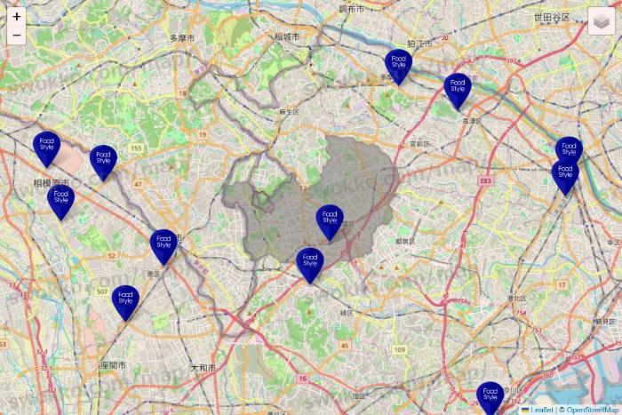 神奈川県のFoodStyle（フードスタイル）の店舗地図