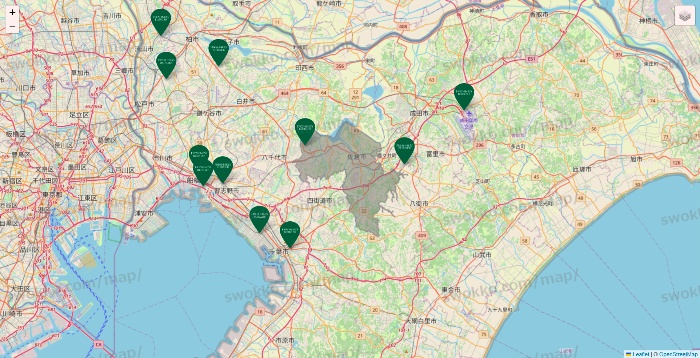 千葉県のフレッシュネスバーガーの店舗地図