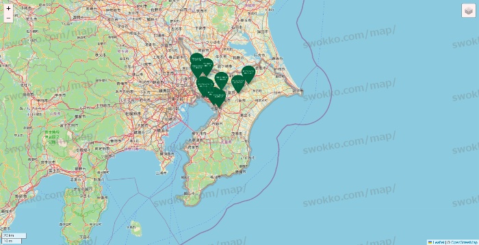 千葉県のフレッシュネスバーガーの店舗地図