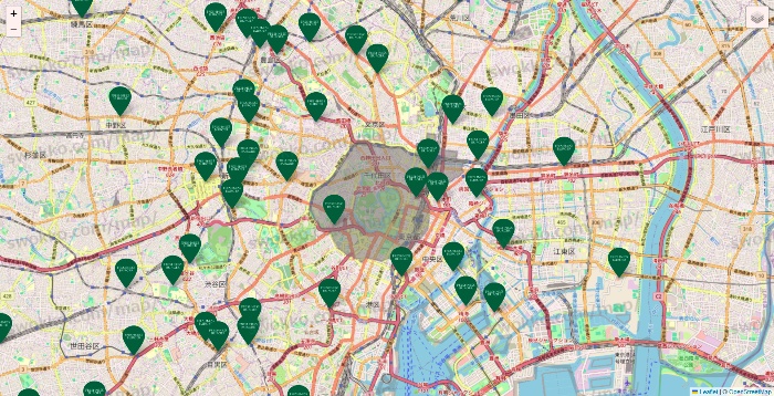 東京都のフレッシュネスバーガーの店舗地図