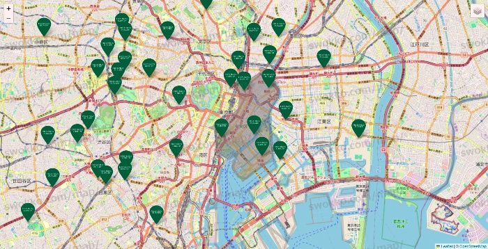 東京都のフレッシュネスバーガーの店舗地図