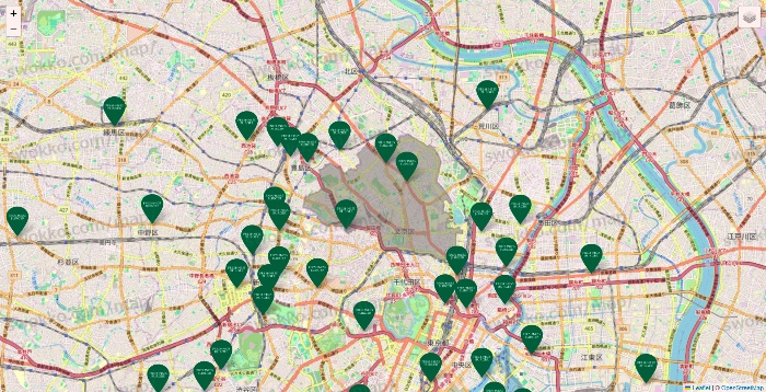 東京都のフレッシュネスバーガーの店舗地図