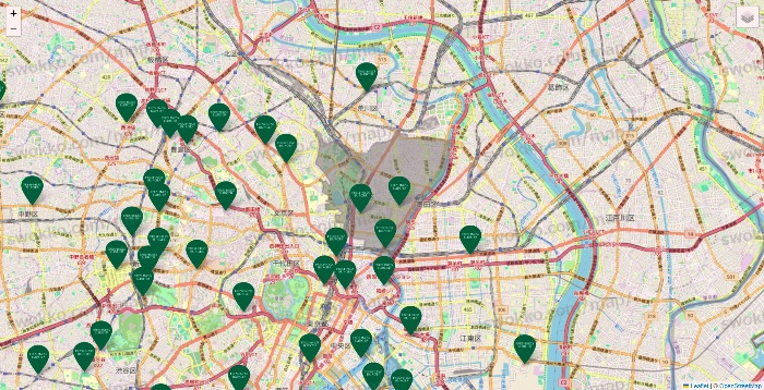 東京都のフレッシュネスバーガーの店舗地図