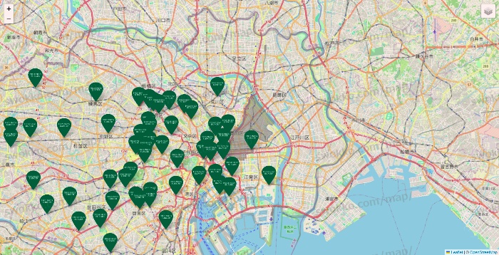 東京都のフレッシュネスバーガーの店舗地図