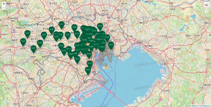 東京都のフレッシュネスバーガーの店舗地図