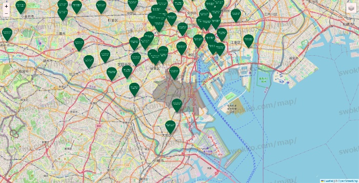 東京都のフレッシュネスバーガーの店舗地図