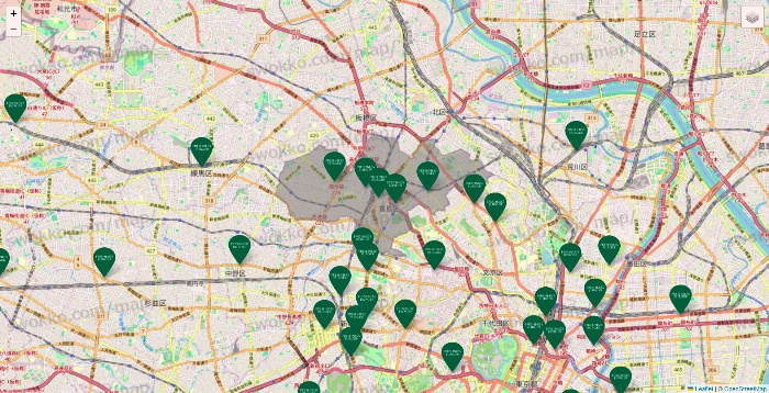 東京都のフレッシュネスバーガーの店舗地図