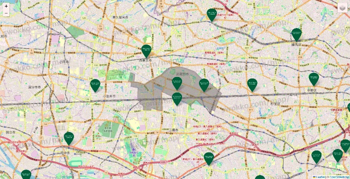 東京都のフレッシュネスバーガーの店舗地図