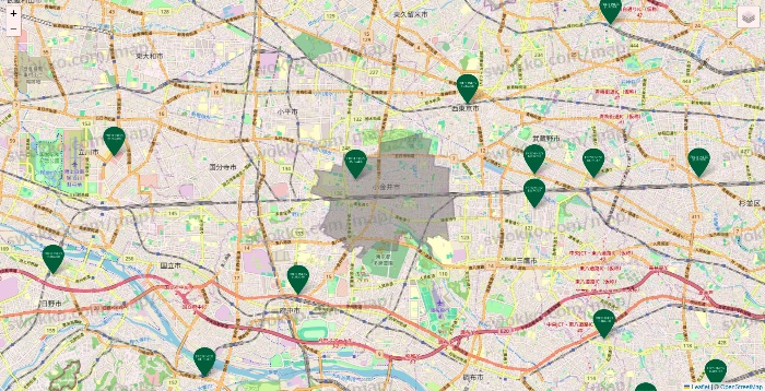 東京都のフレッシュネスバーガーの店舗地図