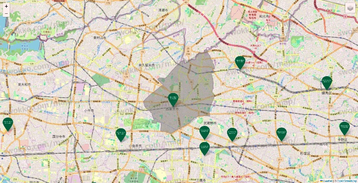 東京都のフレッシュネスバーガーの店舗地図