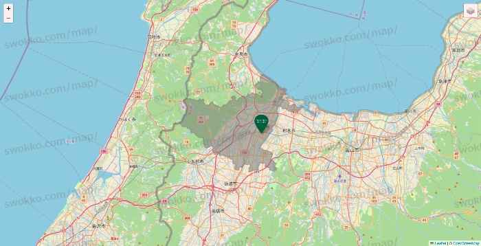 富山県のフレッシュネスバーガーの店舗地図